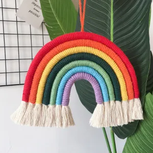 Home Decoration 7 Strands Handmade Woven Rainbow Cotton Rope Ornament