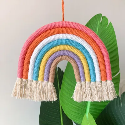 Home Decoration 7 Strands Handmade Woven Rainbow Cotton Rope Ornament