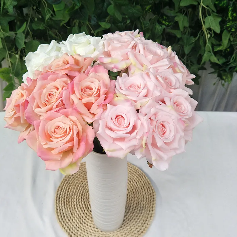 Fashion Simulation Rose Flower Wedding Photography Background Decoration with Silk Vase