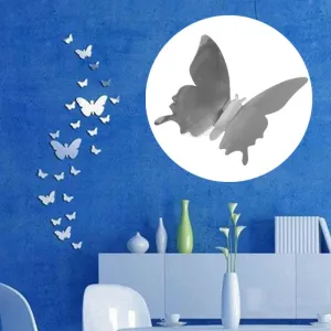12pcs/set 3D Mirror Butterfly Wall Stickers for Home Decoration PVC Colorful Self-Adhesive Decor