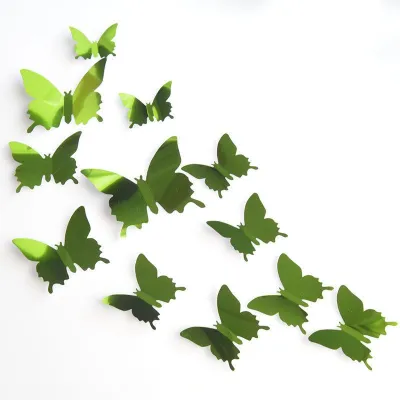 12pcs/set 3D Mirror Butterfly Wall Stickers for Home Decoration PVC Colorful Self-Adhesive Decor