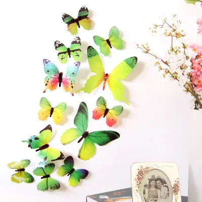 12pcs Simulation Butterfly Home Decoration PVC 3D Wall Sticker Modern Minimalist Living Room Bedroom Decor
