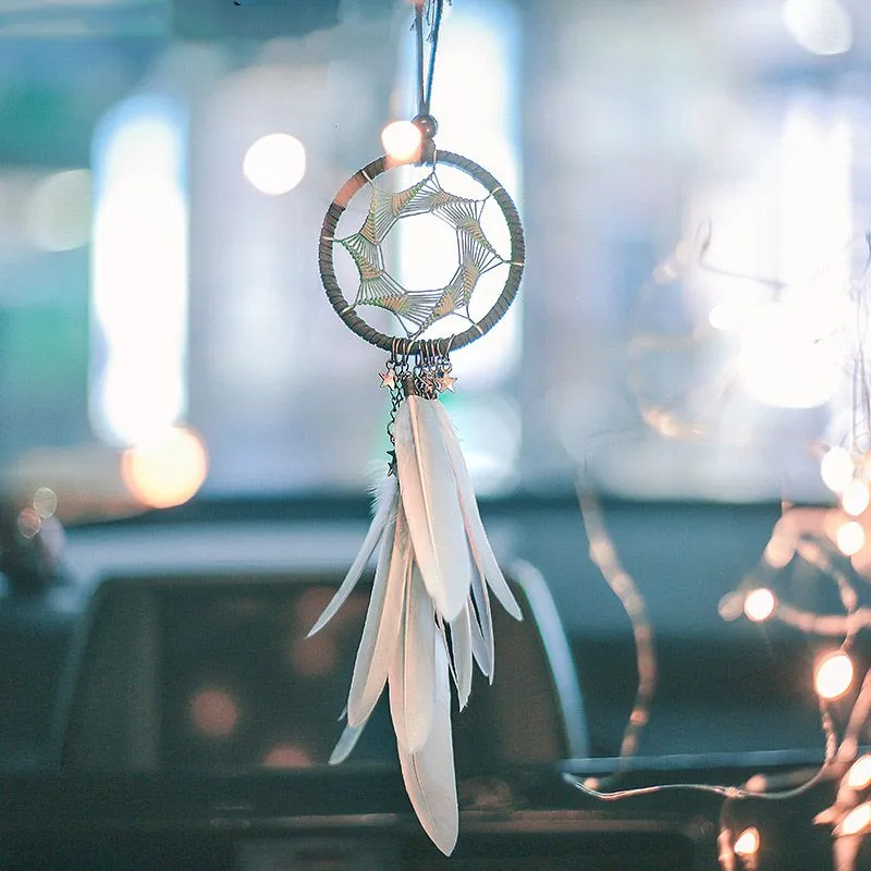 Feather Tassel With Lamp Car Accessory Dream Catcher