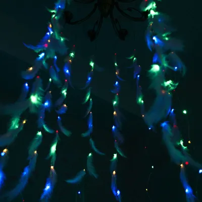 3x3M 300 LED USB Feather Curtain Light with Remote Control for Wedding Living Room Decoration