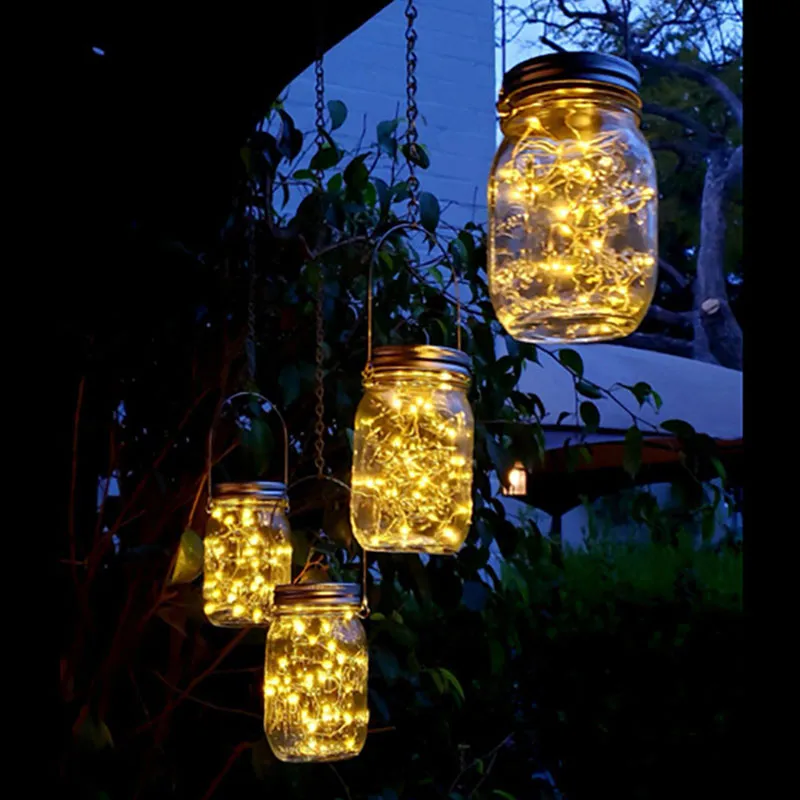 2M 20 LED Mason Jar Solar Powered String Lights Outdoor Festive Home Decoration
