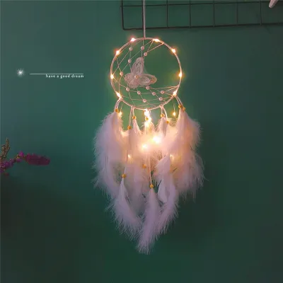 White Butterfly Dream Catcher Feather Pendant Wind Chimes Modern Minimalist