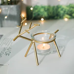 Creative Nordic Style Deer Shape Iron Table Candle Holder Ornament