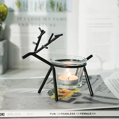 Creative Nordic Style Deer Shape Iron Table Candle Holder Ornament
