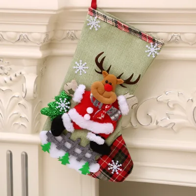 Unique Elk Decoration Christmas Gift Sock Linen Festive Decor