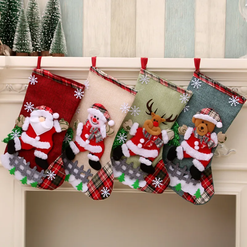 Unique Elk Decoration Christmas Gift Sock Linen Festive Decor