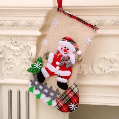 Unique Elk Decoration Christmas Gift Sock Linen Festive Decor