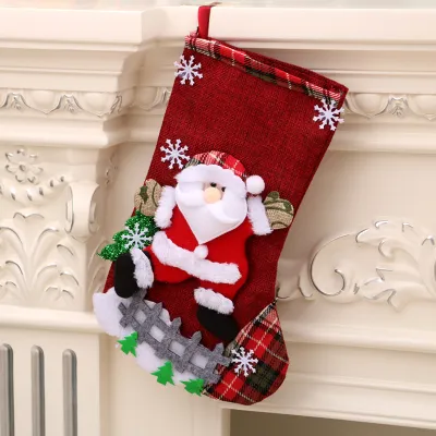 Unique Elk Decoration Christmas Gift Sock Linen Festive Decor