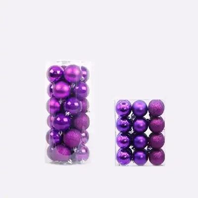 24pcs Colorful Christmas Tree Ornaments Hanging Balls Plastic 3CM Bright Pink