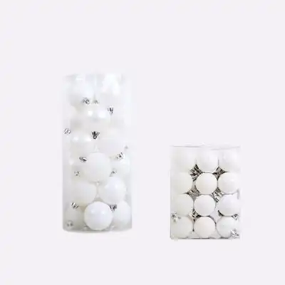 24pcs Colorful Christmas Tree Ornaments Hanging Balls Plastic 3CM Bright Pink