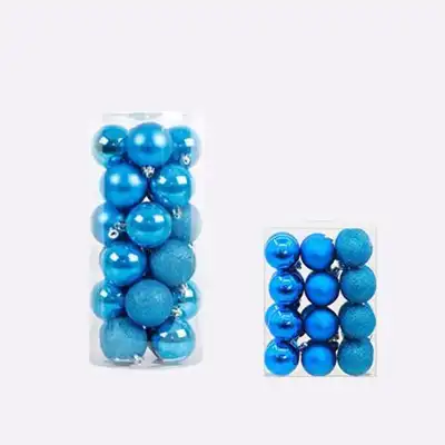 24pcs Colorful Christmas Tree Ornaments Hanging Balls Plastic 3CM Bright Pink