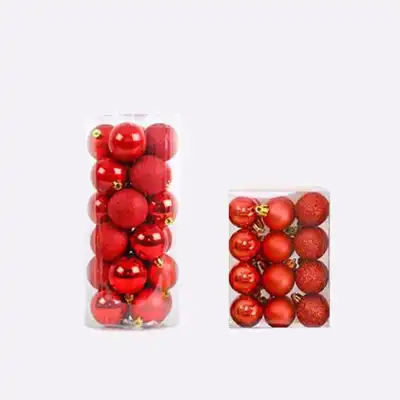 24pcs Colorful Christmas Tree Ornaments Hanging Balls Plastic 3CM Bright Pink