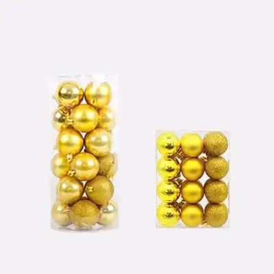 24pcs Colorful Christmas Tree Ornaments Hanging Balls Plastic 3CM Bright Pink