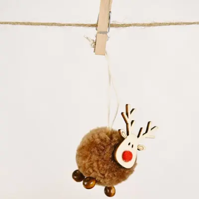 Cute Wooden Elk Felt Deer Christmas Tree Pendant Ornament