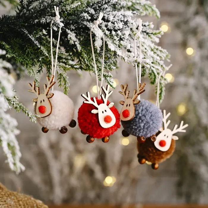 Cute Wooden Elk Felt Deer Christmas Tree Pendant Ornament