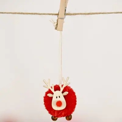 Cute Wooden Elk Felt Deer Christmas Tree Pendant Ornament