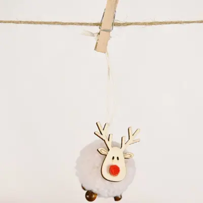 Cute Wooden Elk Felt Deer Christmas Tree Pendant Ornament