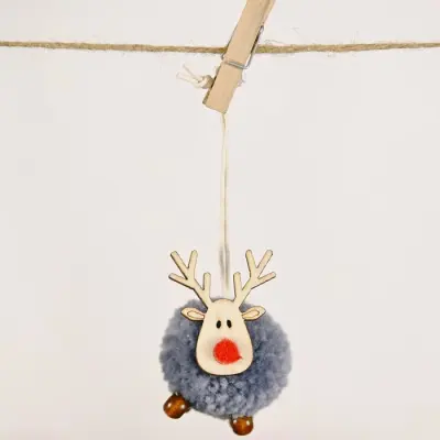 Cute Wooden Elk Felt Deer Christmas Tree Pendant Ornament