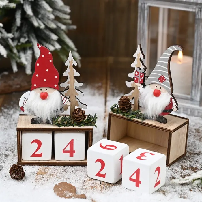Christmas Wooden Calendar Countdown Desktop Decoration Furnishing