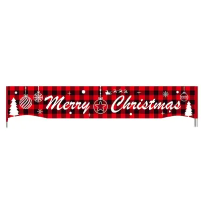 Home Outdoor Christmas Banner Decorations Non-woven Red Plaid