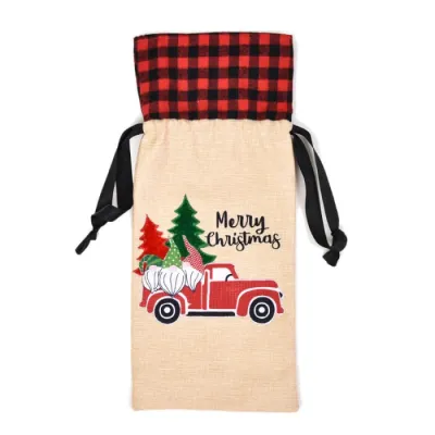Christmas Style Grid Wine Bottle Cover Tableware Azabu Lattice Cloth