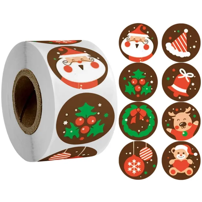 500pcs Christmas Candy Bag Gifts Box Labels Decorations Round Kraft Paper