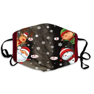 Christmas Cartoon Pattern Face Mask Unisex Blended Hanging Ear