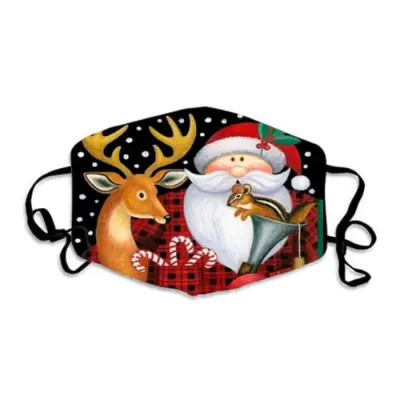 Christmas Cartoon Pattern Face Mask Unisex Blended Hanging Ear