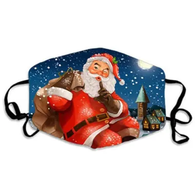 Christmas Cartoon Pattern Face Mask Unisex Blended Hanging Ear
