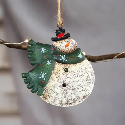 Wrought Iron Snowman Shape Christmas Tree Pendant Decorations