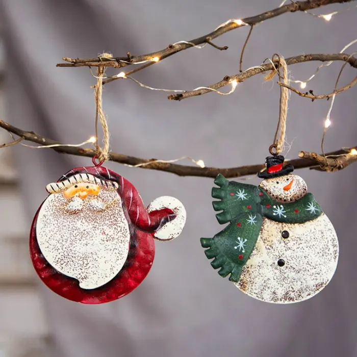 Wrought Iron Snowman Shape Christmas Tree Pendant Decorations