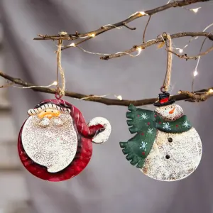 Wrought Iron Snowman Shape Christmas Tree Pendant Decorations
