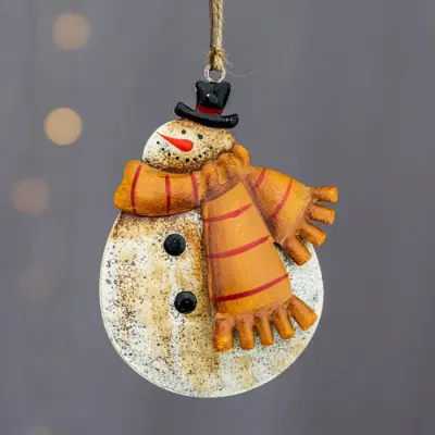 Wrought Iron Snowman Shape Christmas Tree Pendant Decorations