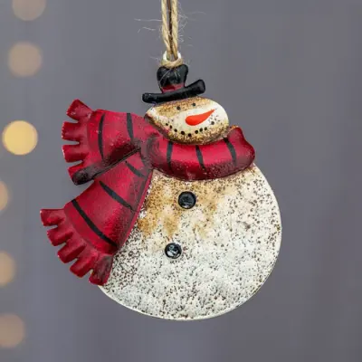 Wrought Iron Snowman Shape Christmas Tree Pendant Decorations