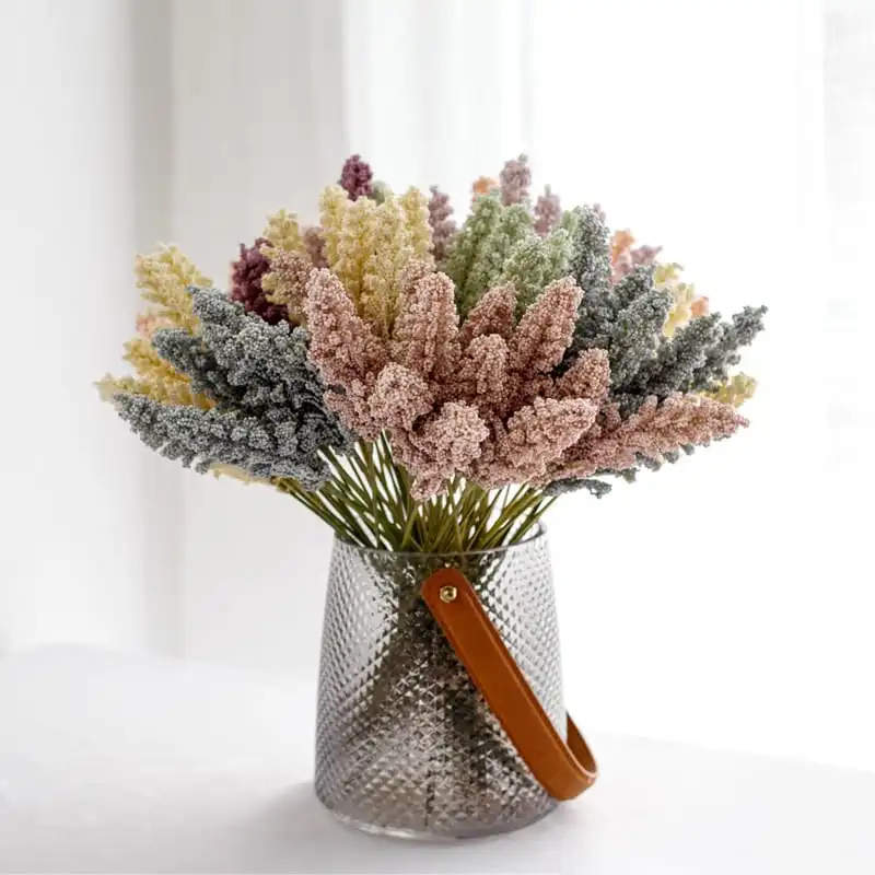 6pcs/bag Wheat Flower Silk Bouquet Home Decor Fake Plant