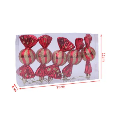 5pcs/Box Candy Shape Christmas Party Decoration in Gold Silver Red