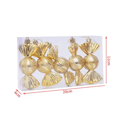 5pcs/Box Candy Shape Christmas Party Decoration in Gold Silver Red