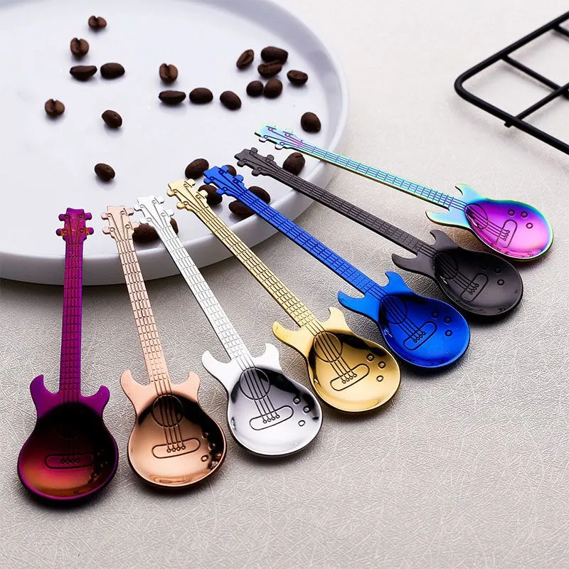 Stainless Steel Creative Guitar Shaped Coffee Spoon for Child