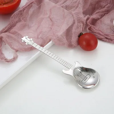 Stainless Steel Creative Guitar Shaped Coffee Spoon for Child