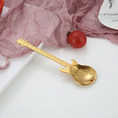 Stainless Steel Creative Guitar Shaped Coffee Spoon for Child