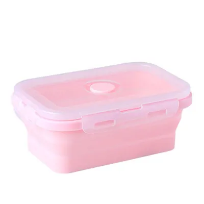 Foldable Microwave Silica Gel Lunch Box - Square, Chinese Style, Solid Color, Microwave Safe, Collapsible Meal Prep Container
