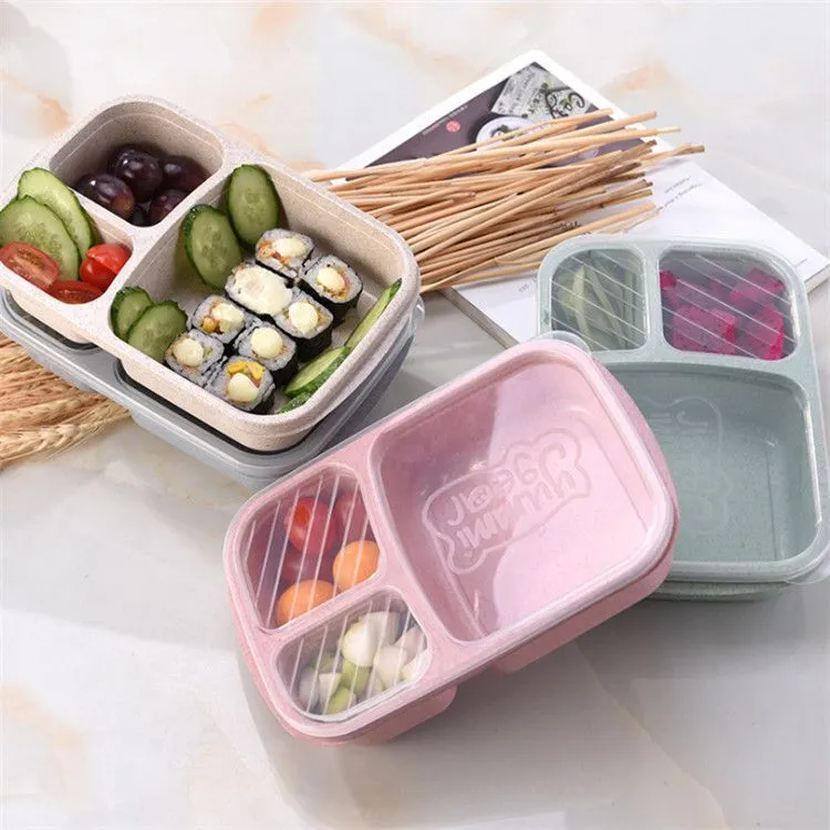 Chinese Style Solid Color Wheat Square Lunch Box 800-1000ml
