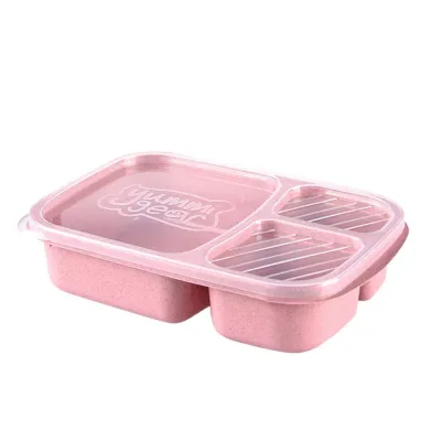 Chinese Style Solid Color Wheat Square Lunch Box 800-1000ml