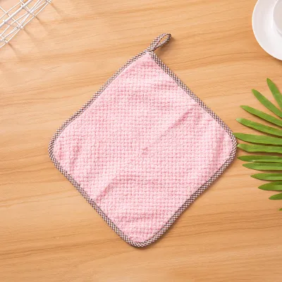 Kitchen Coral Fleece Superfine Fiber Cleaning Cloth for Pots and Bowls Solid Color 25x25 1 Pack