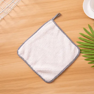 Kitchen Coral Fleece Superfine Fiber Cleaning Cloth for Pots and Bowls Solid Color 25x25 1 Pack