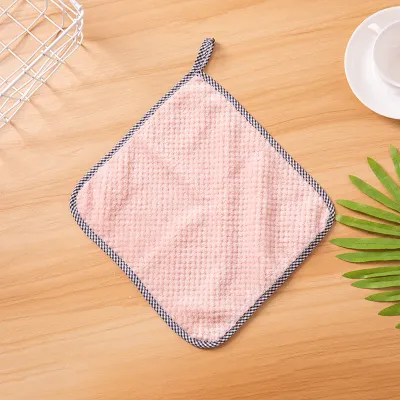Kitchen Coral Fleece Superfine Fiber Cleaning Cloth for Pots and Bowls Solid Color 25x25 1 Pack